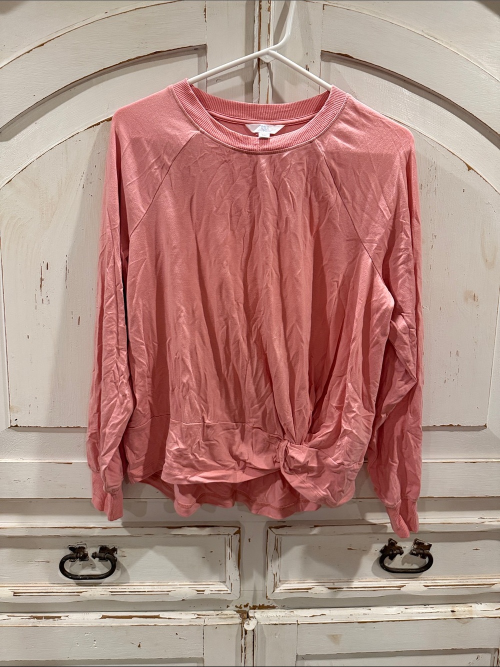 Time and Tru Dusty Rose Twist-Front Pullover Sweatshirt